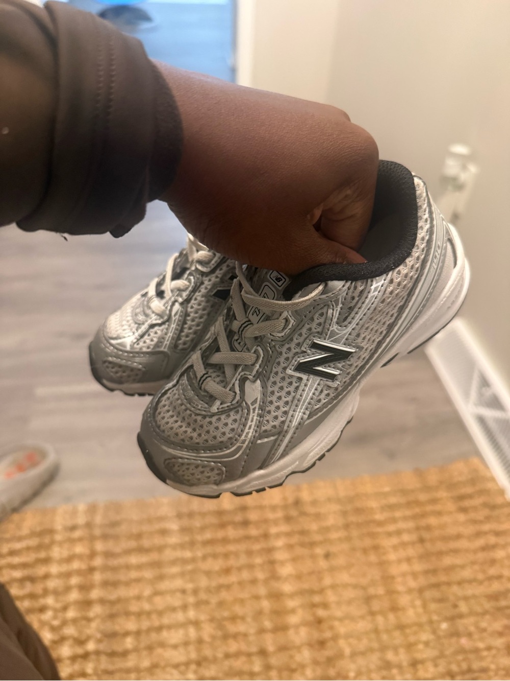 Toddler New Balance Silver and Black Kids Athletic Sneakers